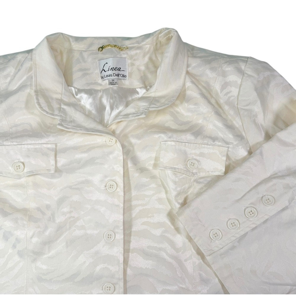 Linea by Louis Dell'Olio 3X Cream Zebra Jacquard Utility Jacket A89785 Mob Wife